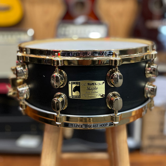 USED Mapex Black Panther 14x5.5  Maple Snare in Flat Black with Brass Hardware