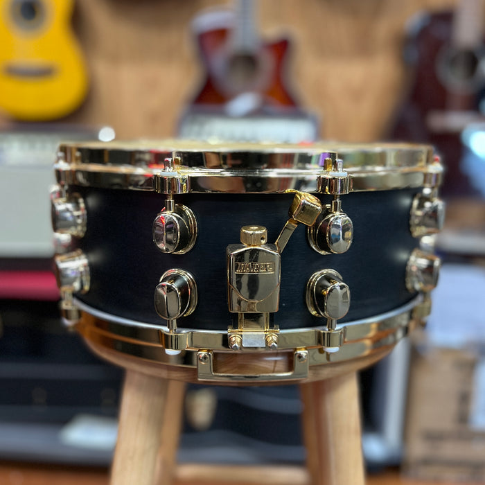 USED Mapex Black Panther 14x5.5  Maple Snare in Flat Black with Brass Hardware