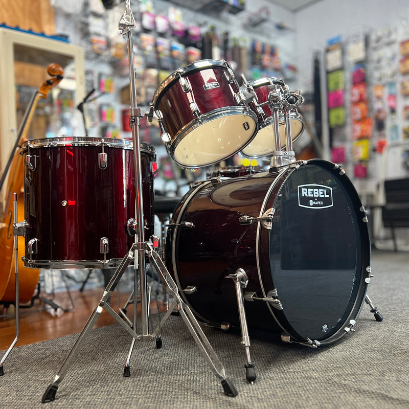USED Mapex Rebel 5-Piece Drum Set w/ Hardware, Wine Red