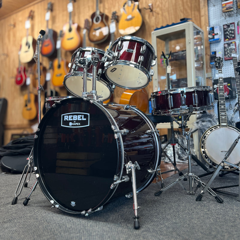 USED Mapex Rebel 5-Piece Drum Set w/ Hardware, Wine Red