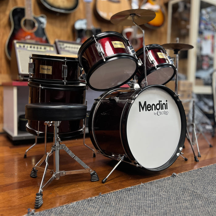 USED Mendini Kid's Drum Set w/ Cymbals, Wine Red
