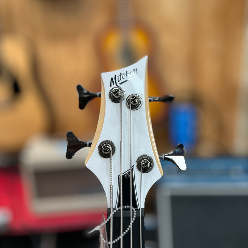 USED Mitchell MB250 Electric Bass Guitar, White Pearl Metallic