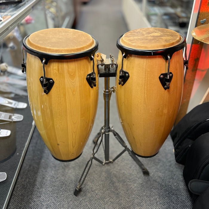USED NX Conga Pair with Stand, Natural Finish