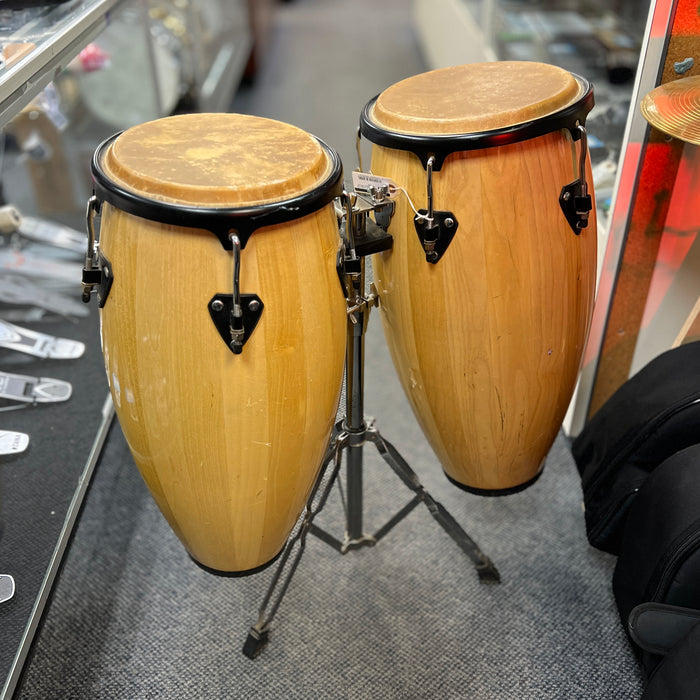 USED NX Conga Pair with Stand, Natural Finish