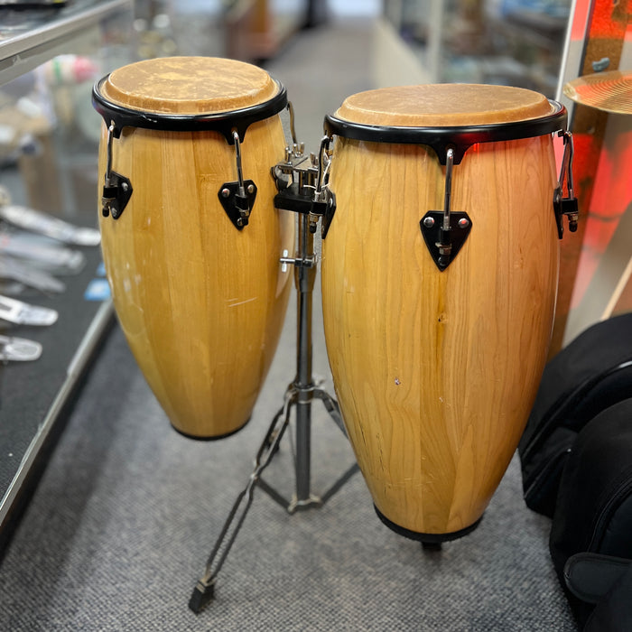 USED NX Conga Pair with Stand, Natural Finish