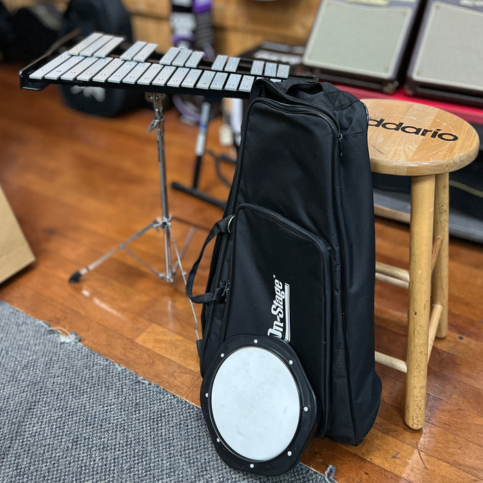 USED On-Stage BSK2500 Student Percussion Bell Kit with Roller Bag