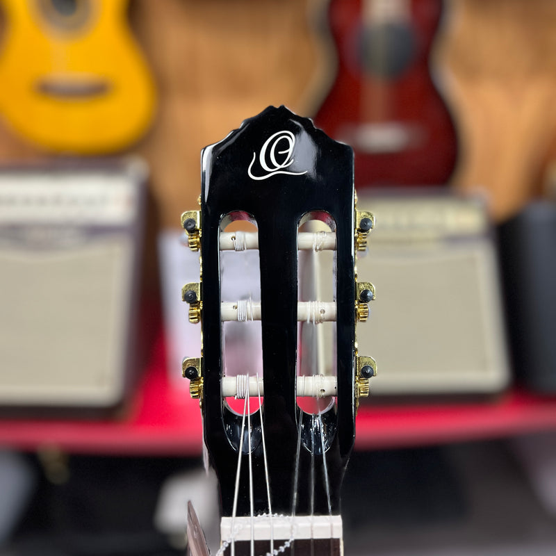 USED Ortega Pro RCE141BK Acoustic-Electric Nylon Guitar, Gloss Black w/ Bag
