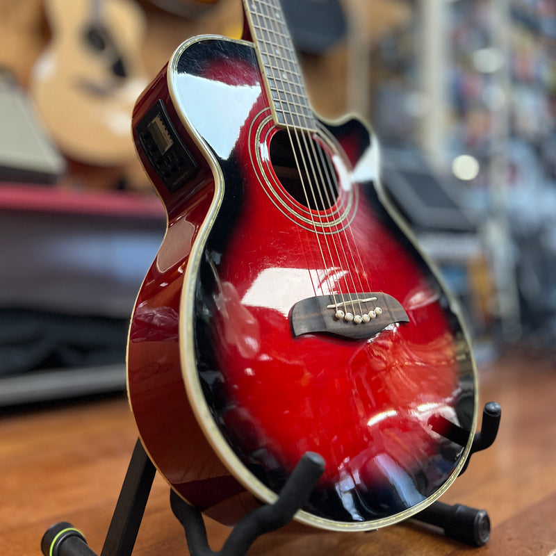 USED Oscar Schmidt OG10CEFTR Acoustic-Electric Guitar, Flame Trans Red