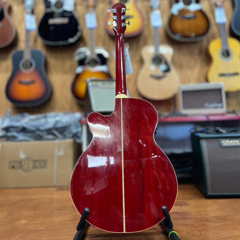 USED Oscar Schmidt OG10CEFTR Acoustic-Electric Guitar, Flame Trans Red