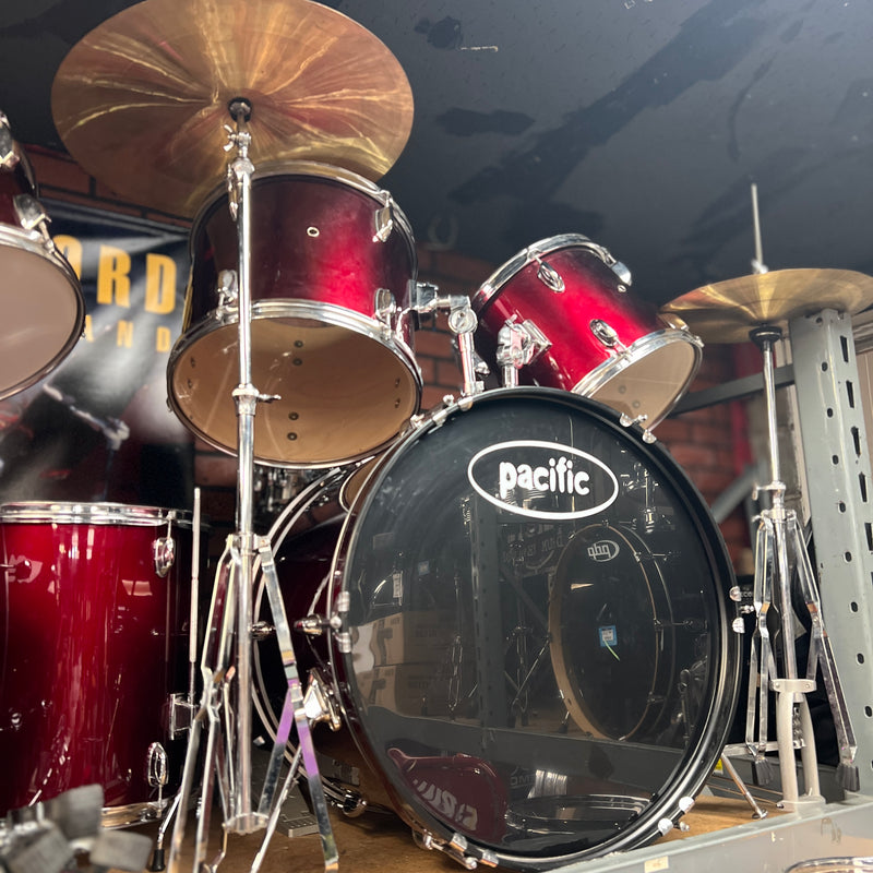 USED Pacific 5 Piece Drum Set w/ Hardware & Cymbals-Dirt Cheep