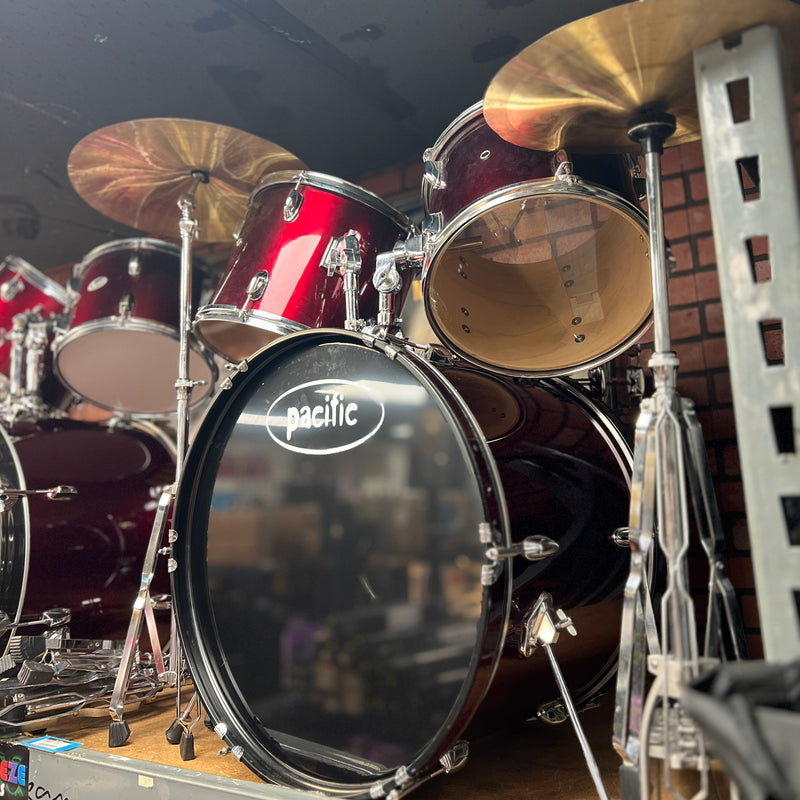 USED Pacific 5 Piece Drum Set w/ Hardware & Cymbals-Dirt Cheep
