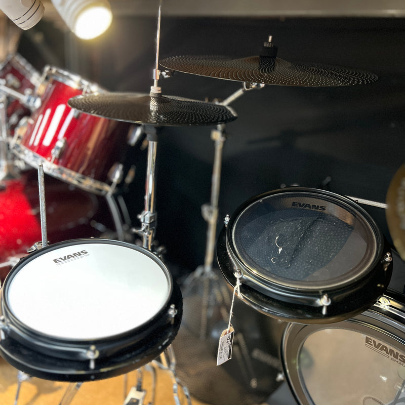 USED Pearl Compact Traveler 4-pc Drum Set w/ Bag & Evans dB One Low Volume 4-piece Cymbal Set-Dirt Cheep