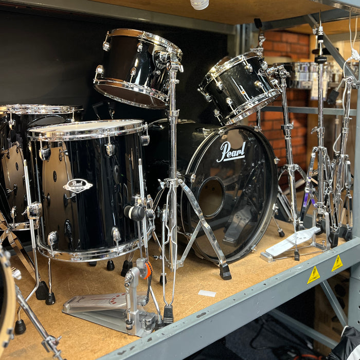 USED Pearl Export 6-piece Shell Pack w/ Hardware & Bags, Black