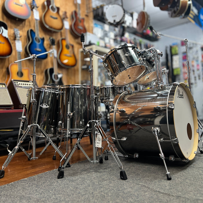 USED Pearl Export 8-Piece Double Bass Drum Kit w/ Hardware, Chrome Wrap