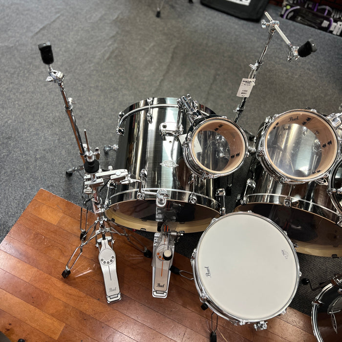 USED Pearl Export 8-Piece Double Bass Drum Kit w/ Hardware, Chrome Wrap