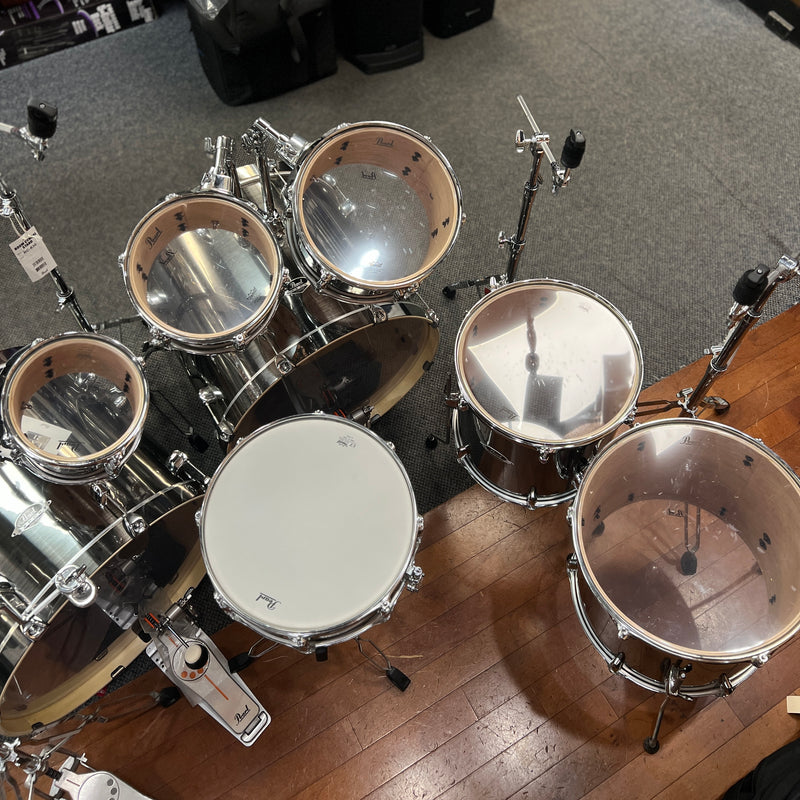 USED Pearl Export 8-Piece Double Bass Drum Kit w/ Hardware, Chrome Wrap