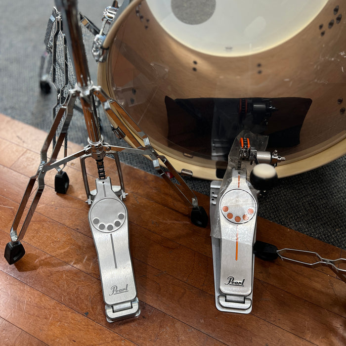 USED Pearl Export 8-Piece Double Bass Drum Kit w/ Hardware, Chrome Wrap