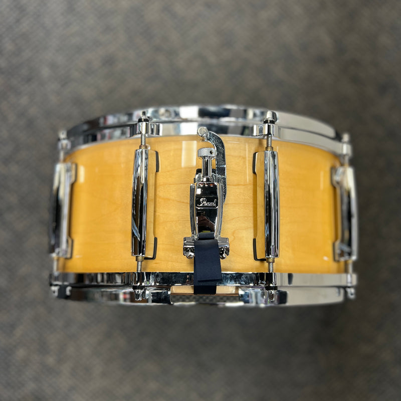 USED Pearl Masters Maple Pure Snare Drum - 6.5"x14" - Natural Maple w/ Bag