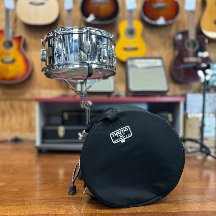 USED Pearl Steel Shell Snare Drum Outfit w/ Bag and Stand