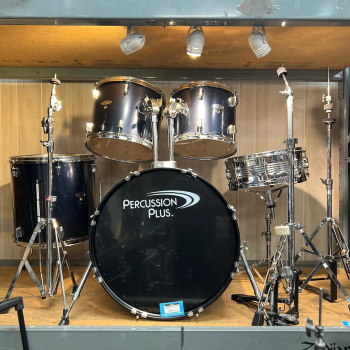 USED Percussion Plus 5-Piece Drum Set, Metallic Blue