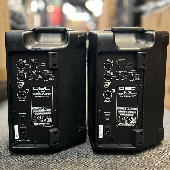 USED QSC CP8 Two-Way 8" 1000W Compact Powered Loudspeakers (pair)