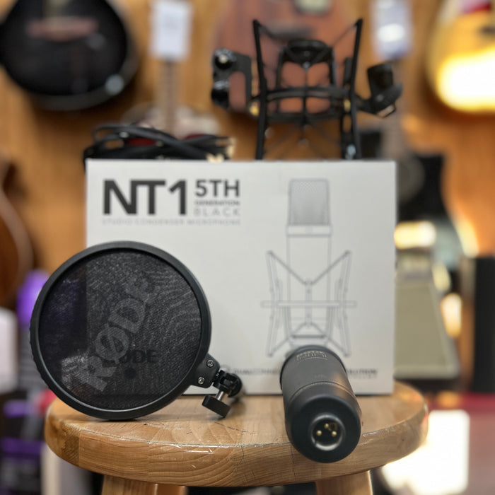 USED RØDE NT1 5th Generation Large-diaphragm Studio Condenser Microphone with XLR and USB Outputs, Shock Mount and Pop Filter
