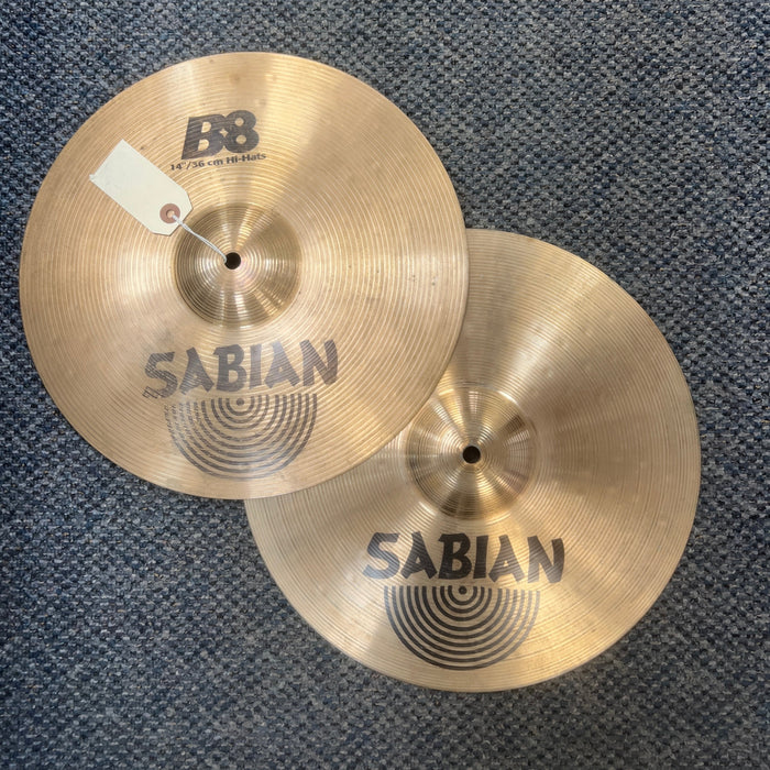 USED SABIAN B8 Hi Hat Cymbals, 14" PAIR