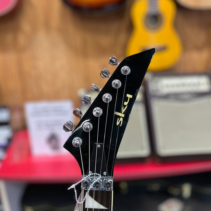 USED SKY V Style Electric Guitar, Black Gloss