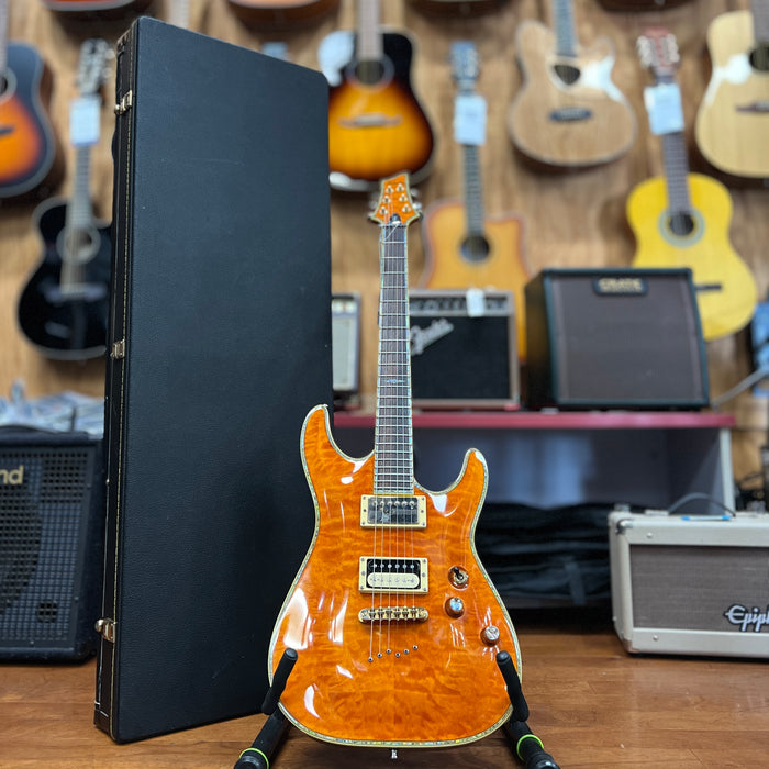 USED Schecter C-1 ELITE CARAMEL Solid Body Electric Guitar W/HSC