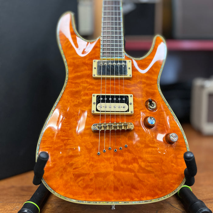 USED Schecter C-1 ELITE CARAMEL Solid Body Electric Guitar W/HSC