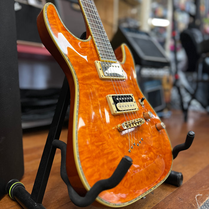 USED Schecter C-1 ELITE CARAMEL Solid Body Electric Guitar W/HSC
