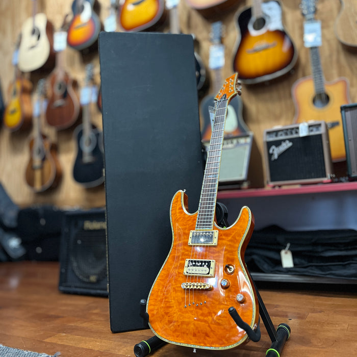 USED Schecter C-1 ELITE CARAMEL Solid Body Electric Guitar W/HSC