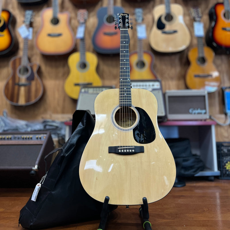 USED Squier Dreadnought Acoustic Guitar w/ Zippered Cover
