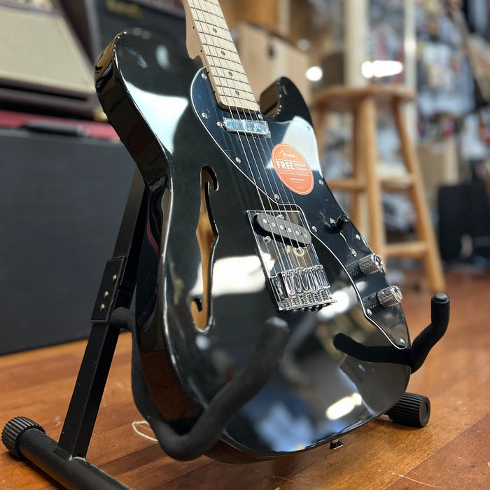 USED Squier FSR Affinity Series Telecaster Thinline Electric Guitar, Maple FB, Metallic Black