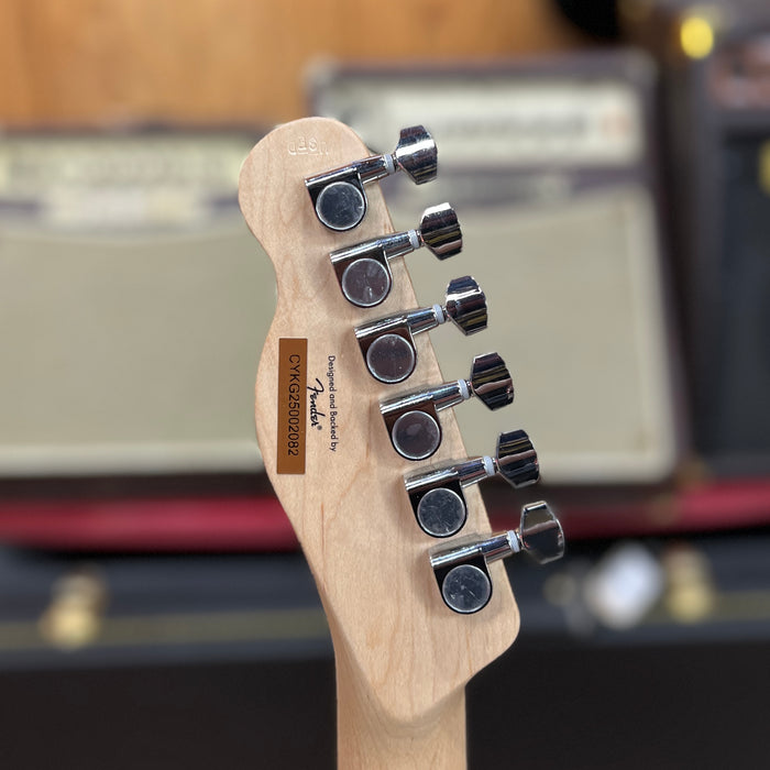 USED Squier FSR Affinity Series Telecaster Thinline Electric Guitar, Maple FB, Metallic Black