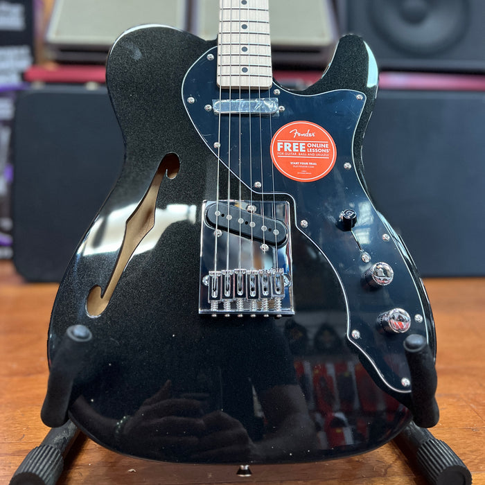 USED Squier FSR Affinity Series Telecaster Thinline Electric Guitar, Maple FB, Metallic Black