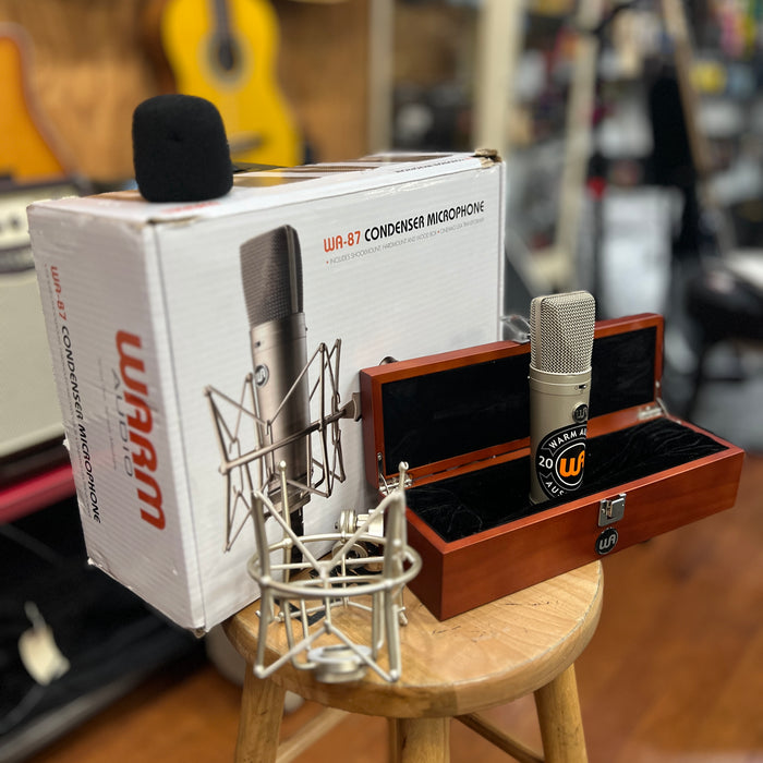 USED Warm Audio WA-87 R1 Condenser Microphone w/ Wood Case, Shockmount & Box