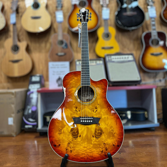 USED Washburn Deep Forest Burl 6 String Acoustic-Electric Guitar, Amber Fade