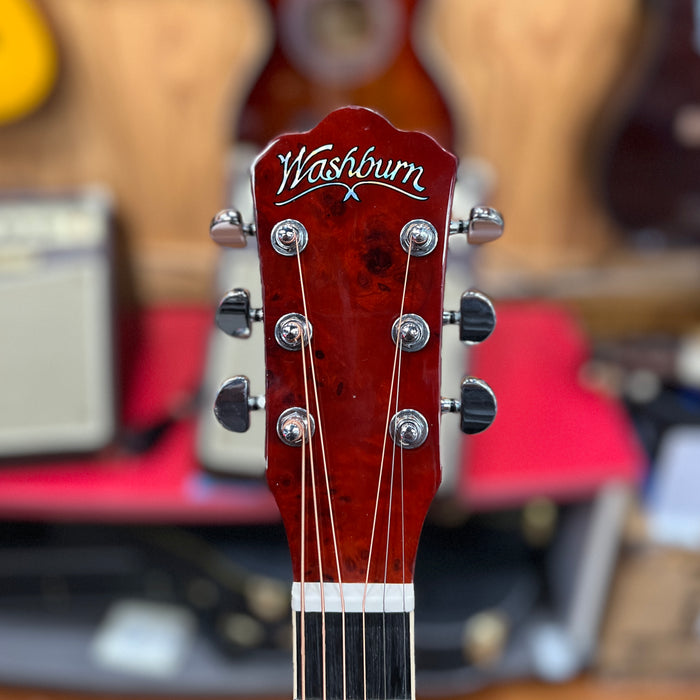 USED Washburn Deep Forest Burl 6 String Acoustic-Electric Guitar, Amber Fade