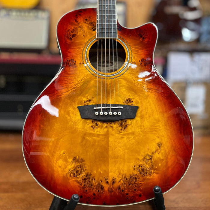 USED Washburn Deep Forest Burl 6 String Acoustic-Electric Guitar, Amber Fade