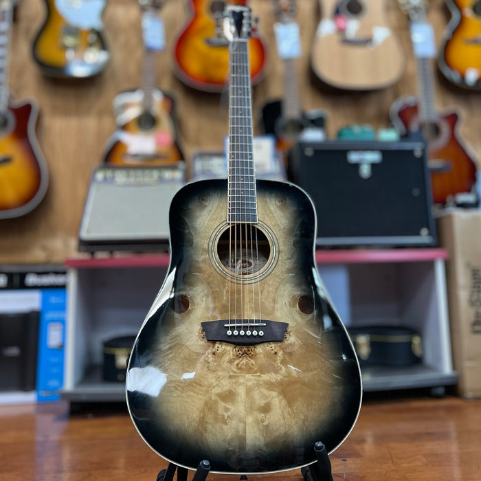 USED Washburn Deep Forest Burl Dreadnought Acoustic Guitar