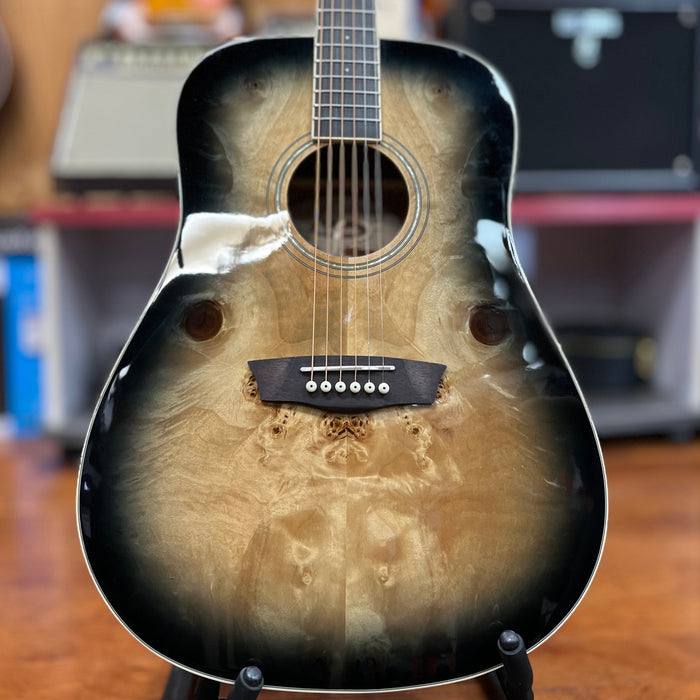 USED Washburn Deep Forest Burl Dreadnought Acoustic Guitar