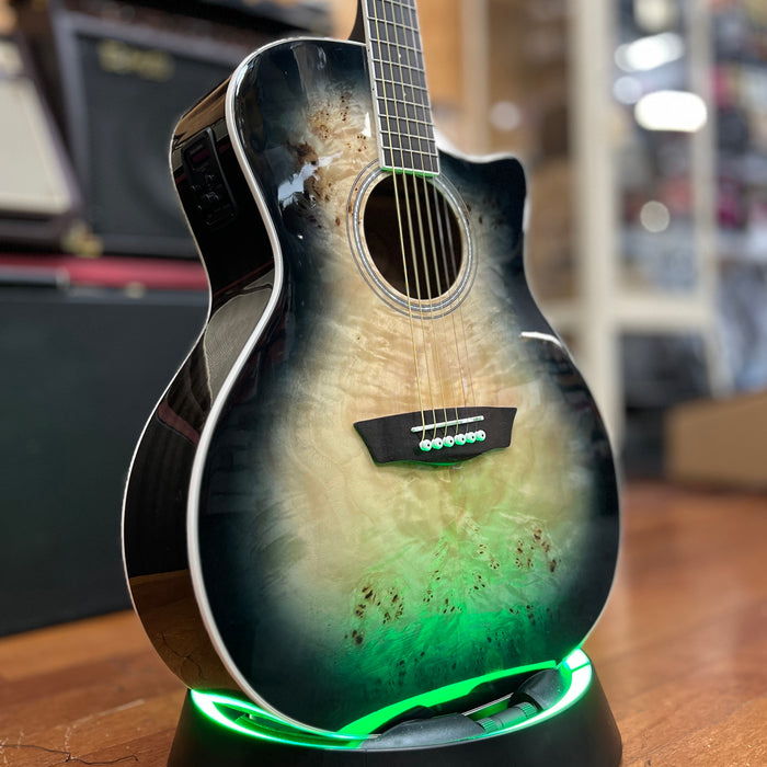 USED Washburn Deep Forest Spalted Maple Acoustic-Electric Guitar, Black Fade