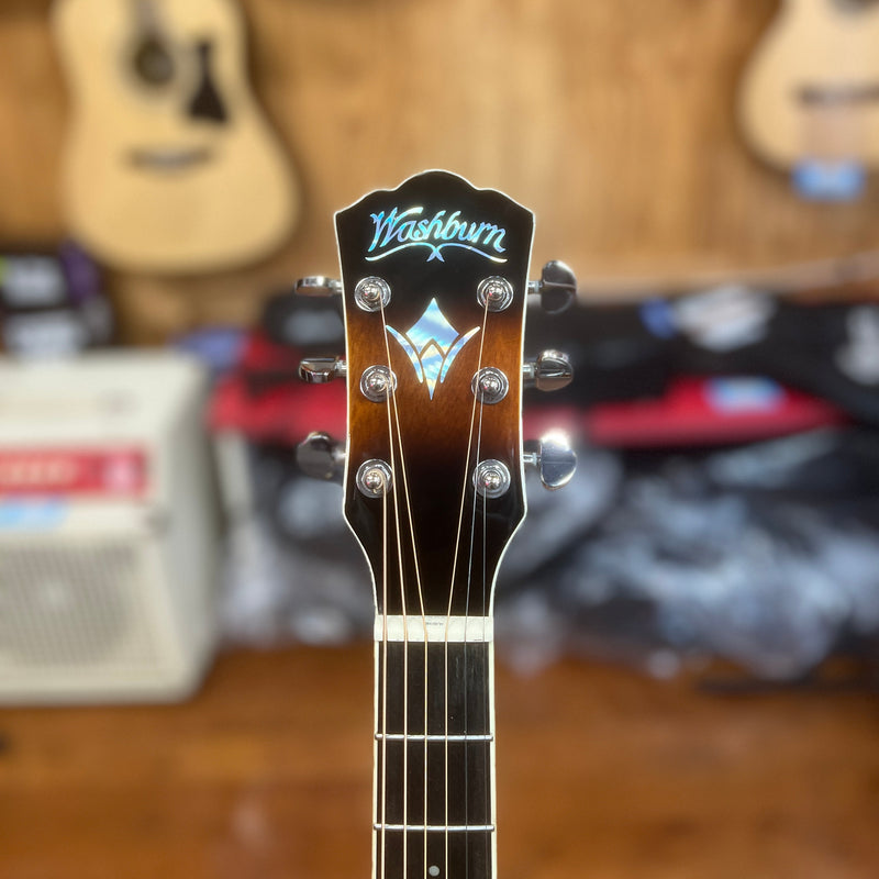USED Washburn EA15ATB Festival Mini Jumbo: Flame Maple Top, Tobacco Burst Finish
