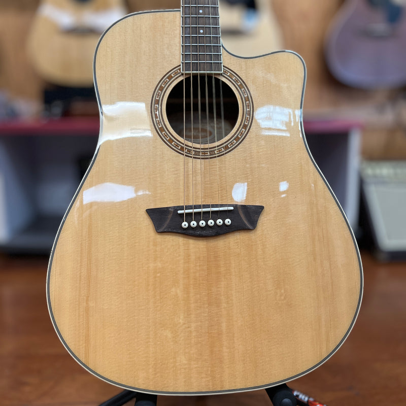 USED Washburn Harvest Series WD7SCE Acoustic Electric Guitar, Gloss Natural