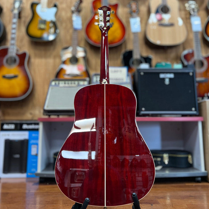USED Washburn WD100DL Dreadnought Mahogany Acoustic Guitar, Transparent Wine Red