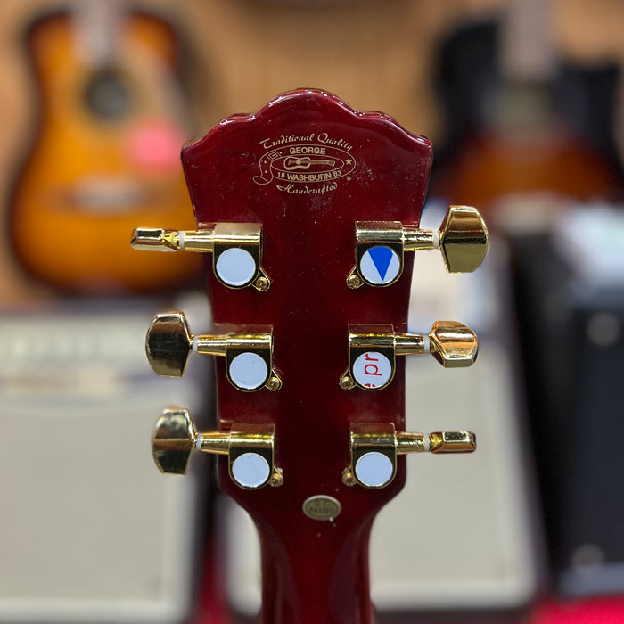 USED Washburn WD100DL Dreadnought Mahogany Acoustic Guitar, Transparent Wine Red