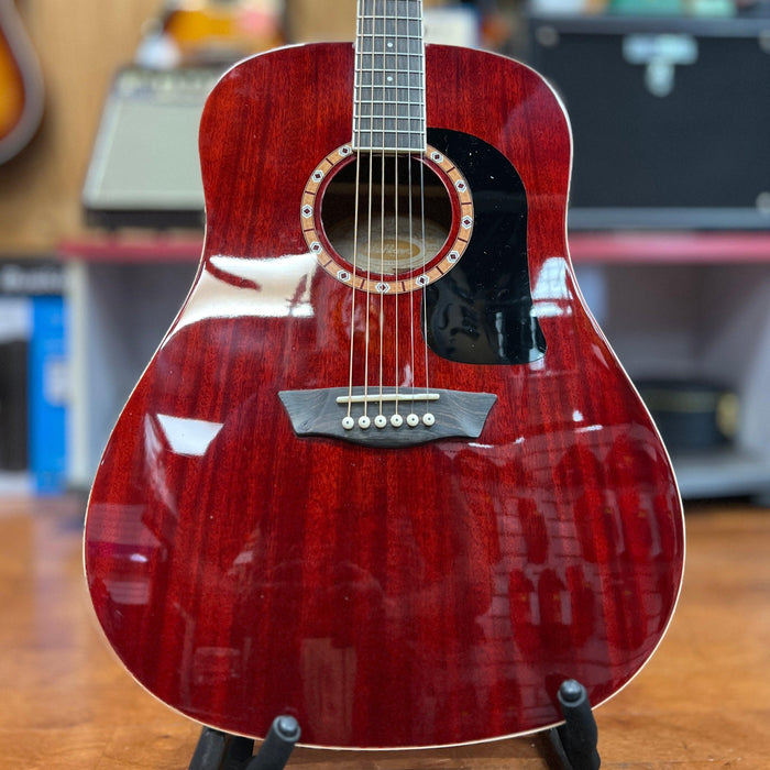 USED Washburn WD100DL Dreadnought Mahogany Acoustic Guitar, Transparent Wine Red