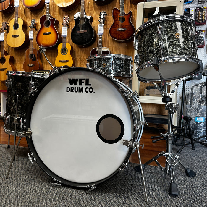 VINTAGE 1950's WFL / Ludwig 4-pc Shell Pack, Black Oyster Pearl