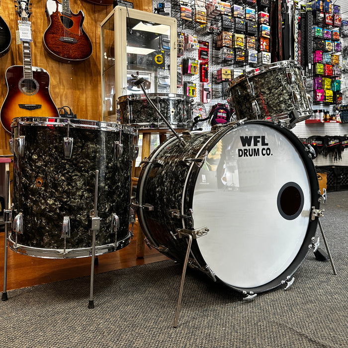 VINTAGE 1950's WFL / Ludwig 4-pc Shell Pack, Black Oyster Pearl